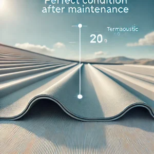 Cobertura termoacústica em perfeito estado após manutenção.